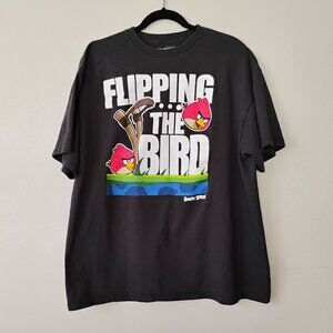 Angry Birds Flipping the Bird Black T-Shirt Size 2XL